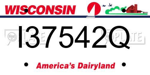 I37542Q Wisconsin License Plate