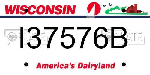 I37576B Wisconsin License Plate