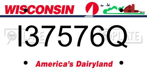 I37576Q Wisconsin License Plate
