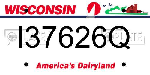 I37626Q Wisconsin License Plate
