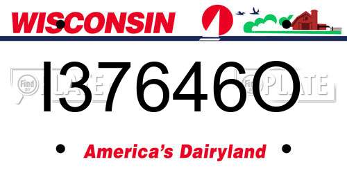 I37646O Wisconsin License Plate