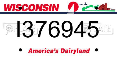I376945 Wisconsin License Plate