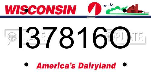 I37816O Wisconsin License Plate