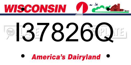 I37826Q Wisconsin License Plate