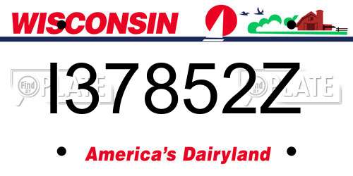 I37852Z Wisconsin License Plate