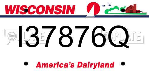 I37876Q Wisconsin License Plate