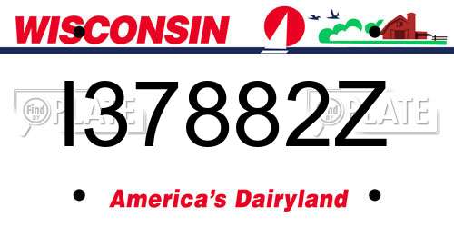 I37882Z Wisconsin License Plate