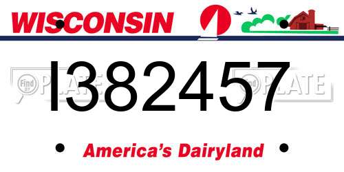 I382457 Wisconsin License Plate