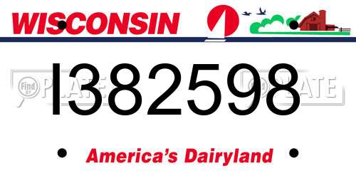 I382598 Wisconsin License Plate