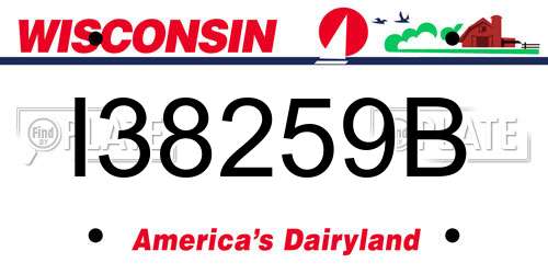 I38259B Wisconsin License Plate