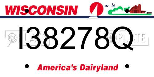 I38278Q Wisconsin License Plate