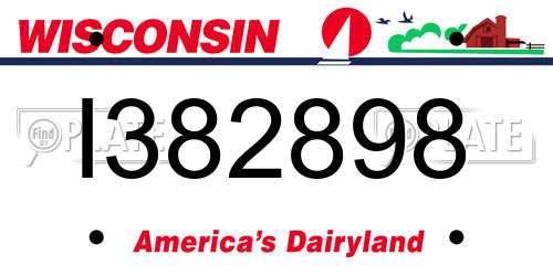 I382898 Wisconsin License Plate