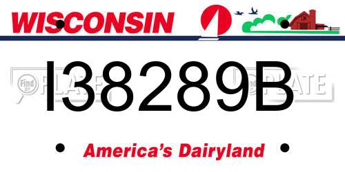 I38289B Wisconsin License Plate