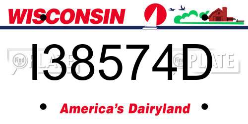 I38574D Wisconsin License Plate