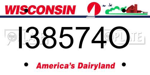 I38574O Wisconsin License Plate