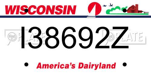 I38692Z Wisconsin License Plate