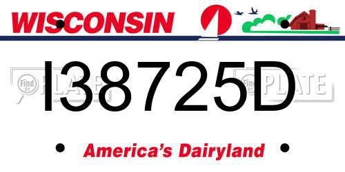 I38725D Wisconsin License Plate