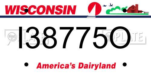 I38775O Wisconsin License Plate