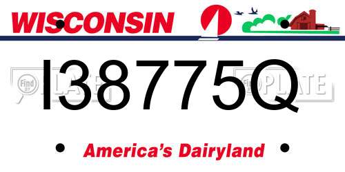 I38775Q Wisconsin License Plate