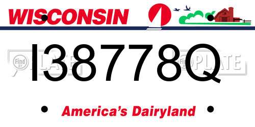 I38778Q Wisconsin License Plate