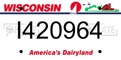 I420964 Wisconsin License Plate