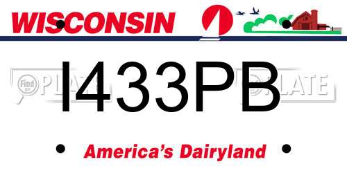 I433PB Wisconsin License Plate