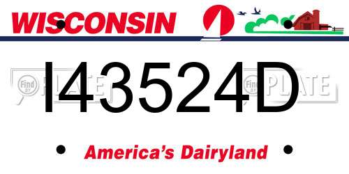 I43524D Wisconsin License Plate