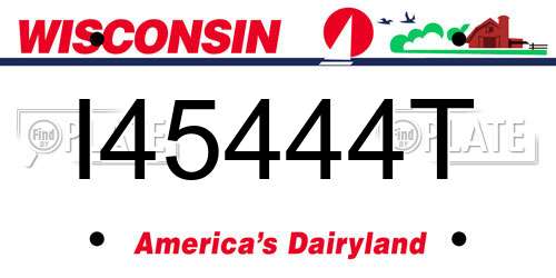 I45444T Wisconsin License Plate