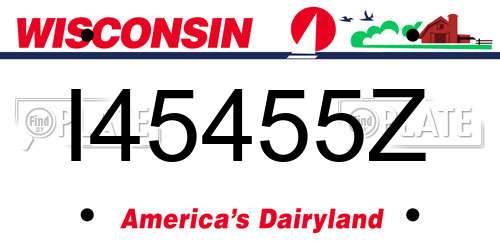 I45455Z Wisconsin License Plate