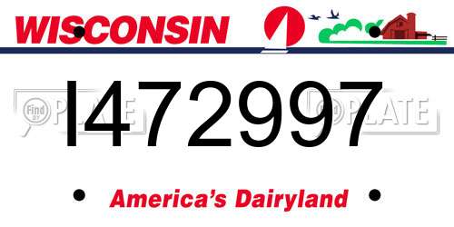 I472997 Wisconsin License Plate