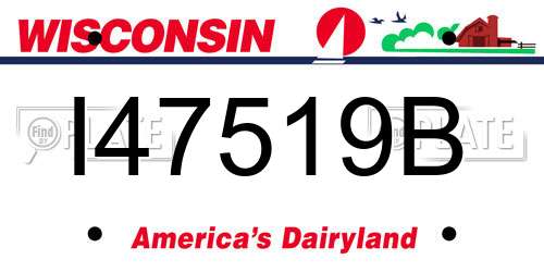 I47519B Wisconsin License Plate