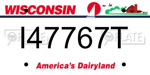 I47767T Wisconsin License Plate