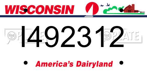 I492312 Wisconsin License Plate