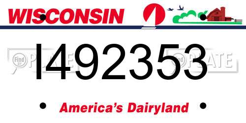 I492353 Wisconsin License Plate
