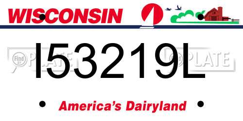 I53219L Wisconsin License Plate