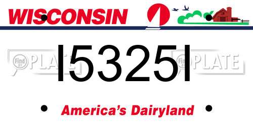 I5325I Wisconsin License Plate