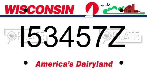 I53457Z Wisconsin License Plate