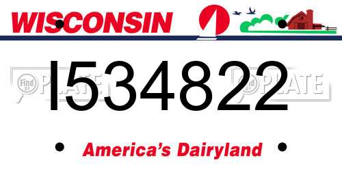 I534822 Wisconsin License Plate