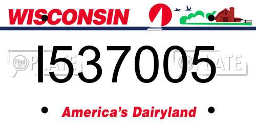I537005 Wisconsin License Plate