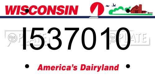 I537010 Wisconsin License Plate