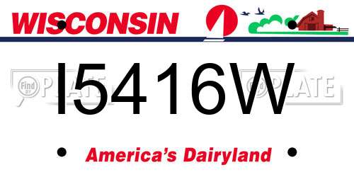 I5416W Wisconsin License Plate