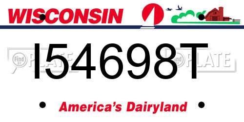 I54698T Wisconsin License Plate