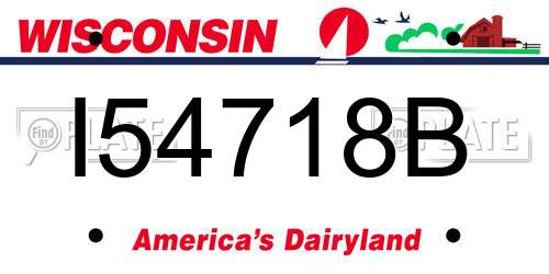I54718B Wisconsin License Plate