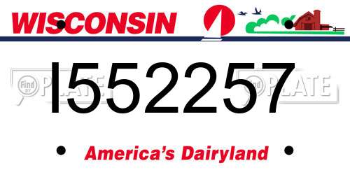 I552257 Wisconsin License Plate