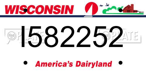 I582252 Wisconsin License Plate