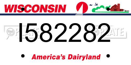 I582282 Wisconsin License Plate