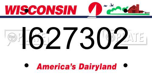 I627302 Wisconsin License Plate