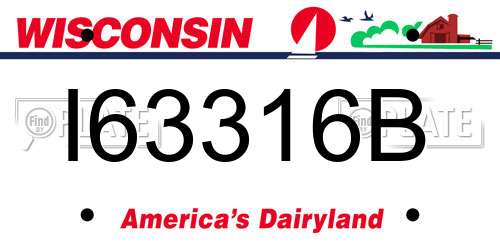 I63316B Wisconsin License Plate