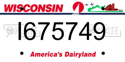 I675749 Wisconsin License Plate