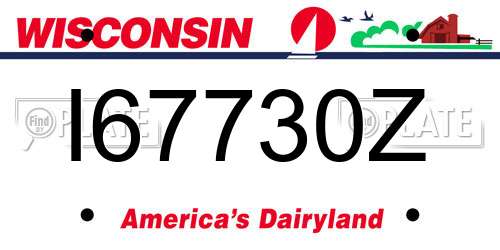 I67730Z Wisconsin License Plate